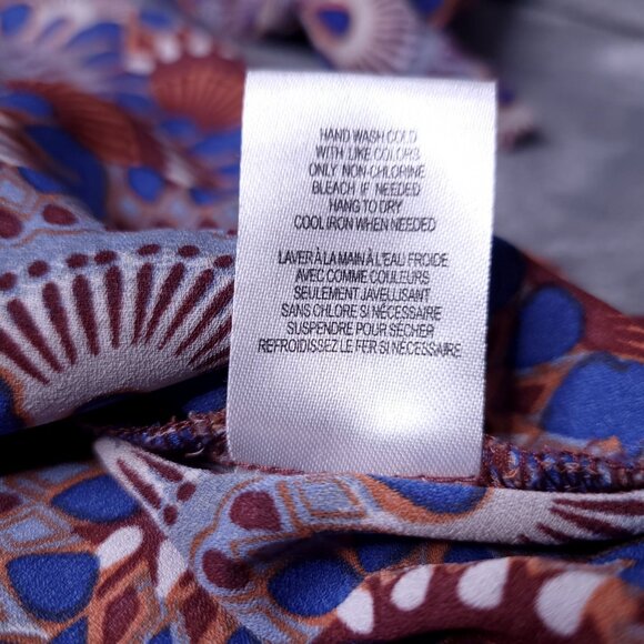 Daniel Rainn Womens Blouse Convertible Sleeve M Geometric Design Top Lightweight - Picture 9 of 9